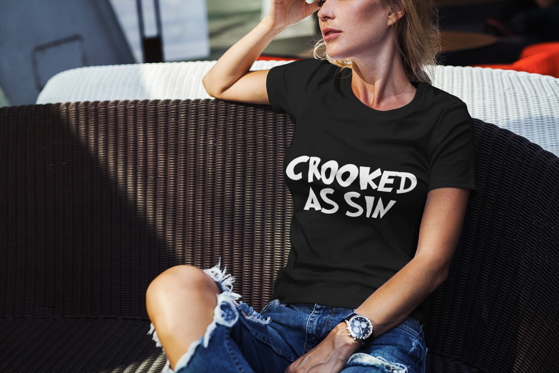 Crooked As Sin - Women's T-Shirt - Newfoundland Sayings